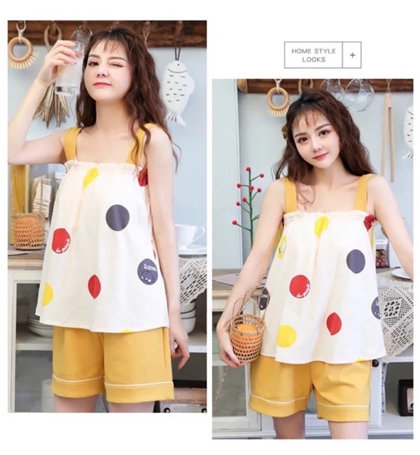 Bộ ngủ 2 dây cotton mềm mại chất siêu đẹp | BigBuy360 - bigbuy360.vn