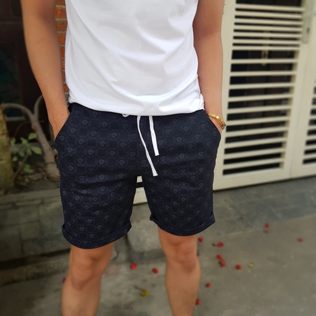 QUẦN SHORT NAM HOẠ TIẾT, CHẤT KAKI THUN, CO GIÃN