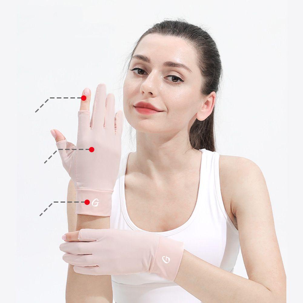 Găng Tay Hở Ngón Chống Nắng Bằng Lụa Mát Sự Bảo Vệ