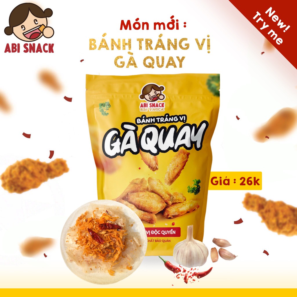 ĐỘC QUYỀN MÓN MỚI BÁNH TRÁNG VỊ GÀ QUAY ABI 80G MUA 2 BỊCH TẶNG 1 KHẨU TRANG