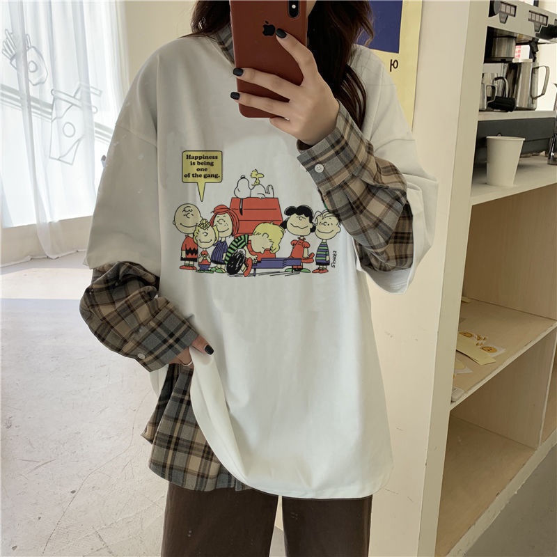 2021 spring and summer simple white short sleeve t-shirt female student loose and versatile boudoir clothes Harajuku cartoon top