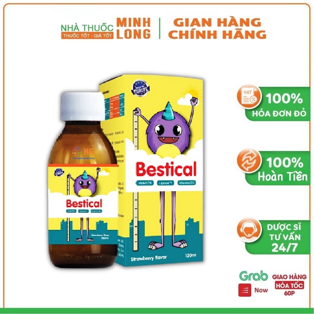 Canxi sinh học Bestical bổ sung canxi cho bé vitamind3 d3k2mk7 cho trẻ sơ sinh Lọ 120ml ML002