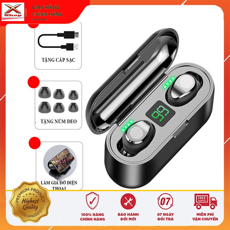 Tai Nghe Bluetooth Kiêm Sạc Dự Phòng F9, Tai Nghe Không Dây nhét tai âm thanh chất, pin siêu khủng, Thể thao chống nước | BigBuy360 - bigbuy360.vn