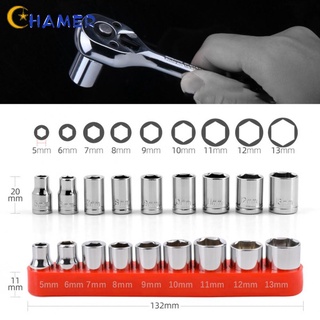 Chamer- ~9pcs 1 4 inch drive 513mm hex bit metric socket wrench head nut removal tool hnxhjkqu ezoafby