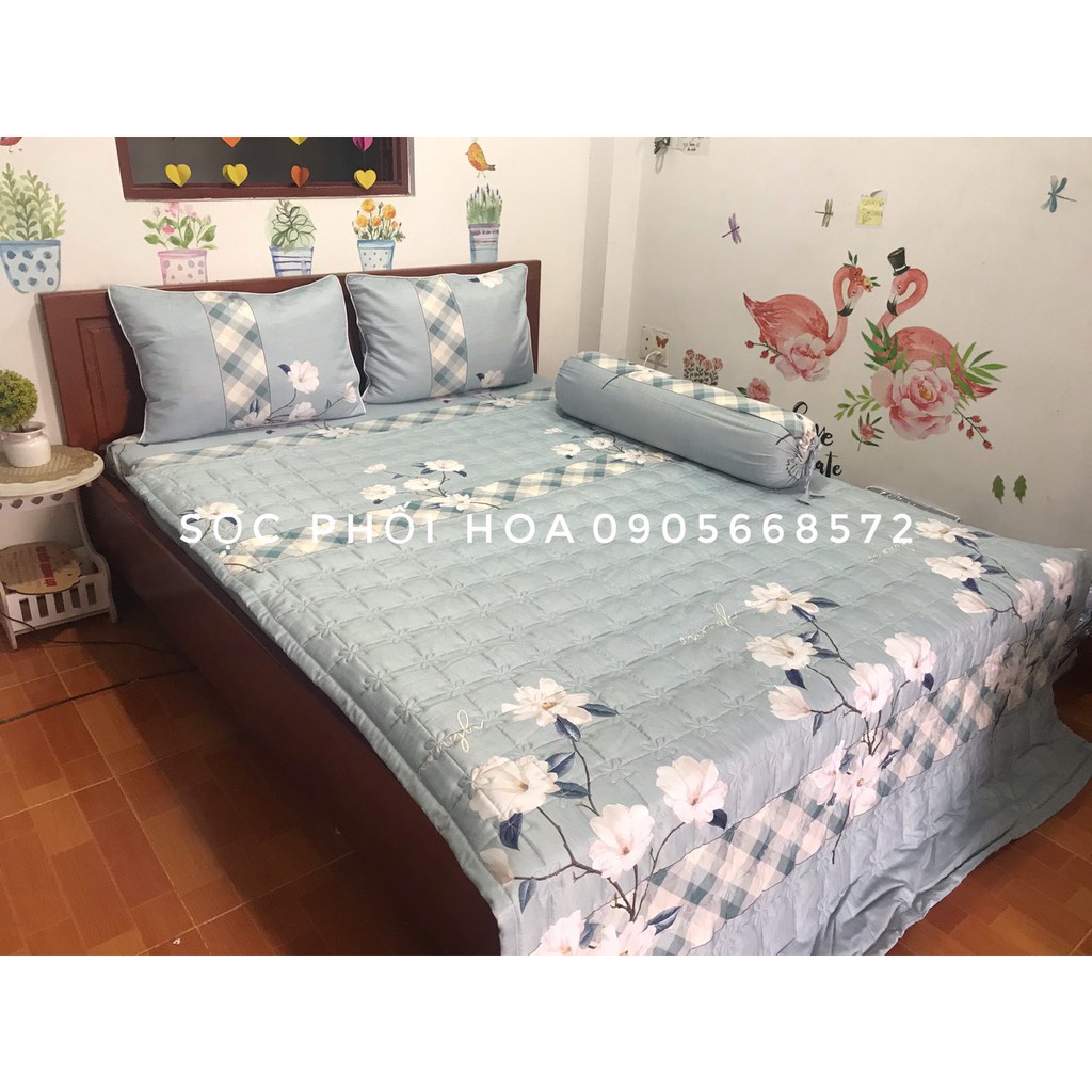 Drap Tencel lụa mát mịn kèm chăn chần gòn