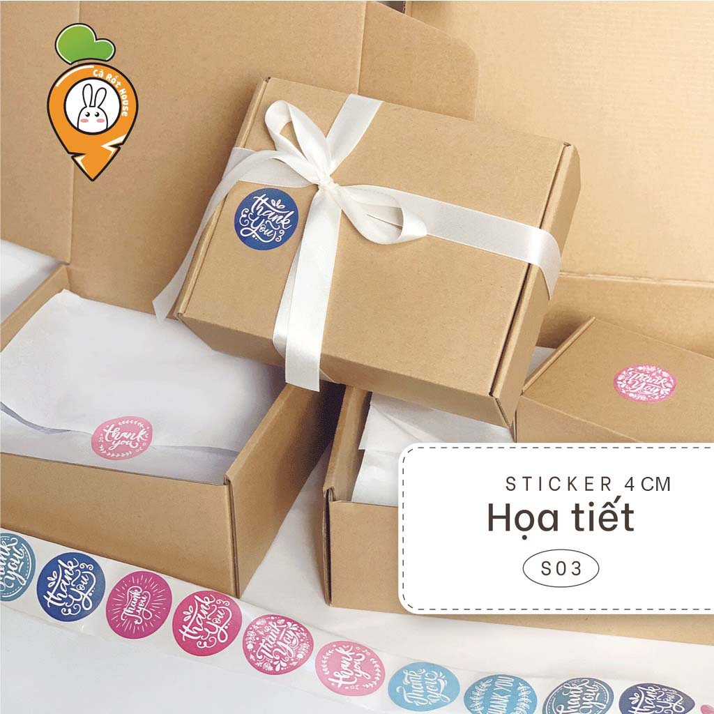 10 tem dán Sticker Thank You, Nhãn/Tem dán Cảm Ơn nhiều mẫu mã, đa dạng kích thước 2.5cm và 4cm /