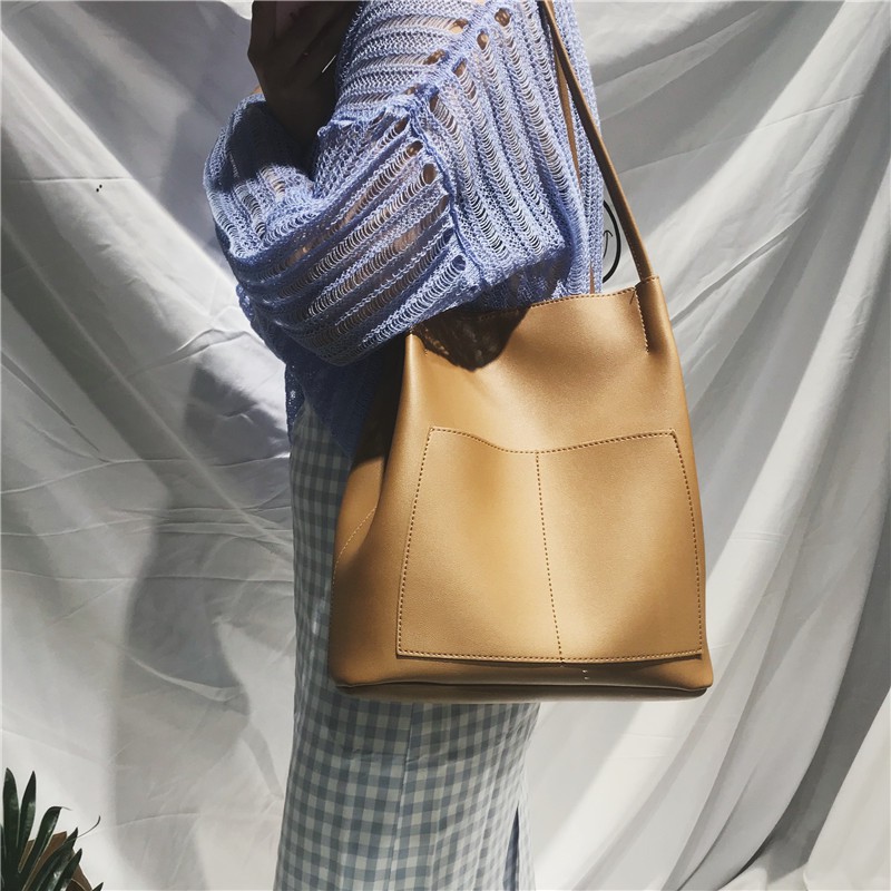 Túi tote da quai mảnh vừa A4- tặng kèm ví - P037