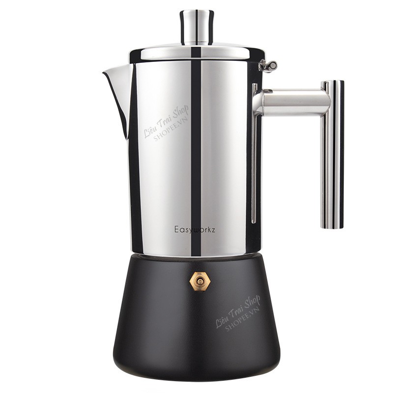 Ấm Moka pot đun bếp từ inox 4cup 6cup pha cà phê cafe espresso phong cách Ý