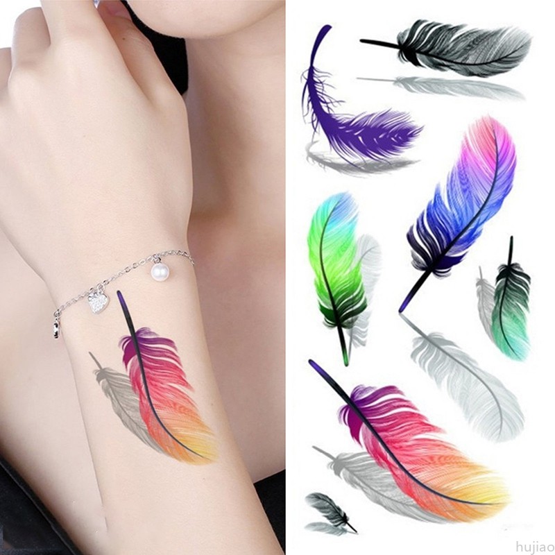 Hình Xăm Dán Tạm Thời Hình Lông Vũ 3D Nhiều Màu Chống Nước - Mỹ Phẩm Khác |  Thefaceholic.Com