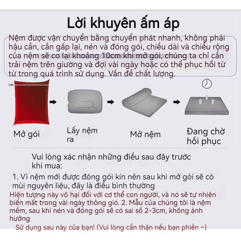 Nệm Cao Su Dày Gấp Gọn Tiện Dụng Dành Cho Kí Túc Xá