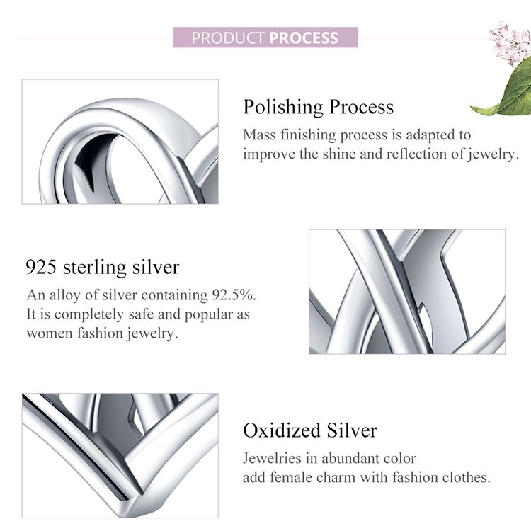 Hạt charm hình trái tim khoét rỗng Bamoer dùng trang trí đồ trang sức chuyên dụng