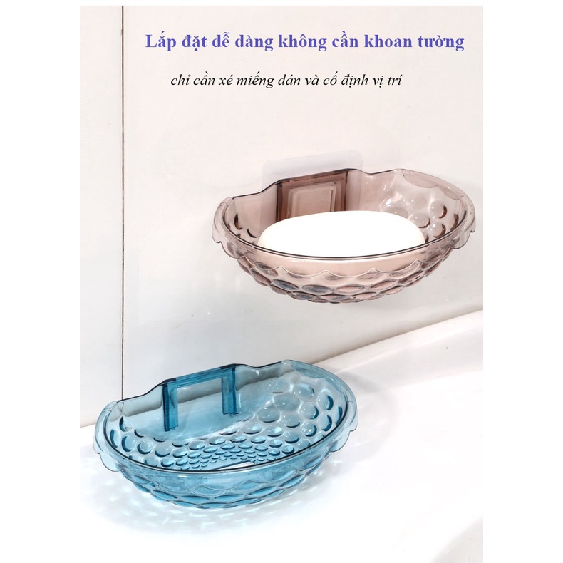 Kệ Để Xà Bông Trong Suốt Dán Tường  - Khay Đựng Xà Bông Mẫu Mới Có Rãnh Thoát Nước