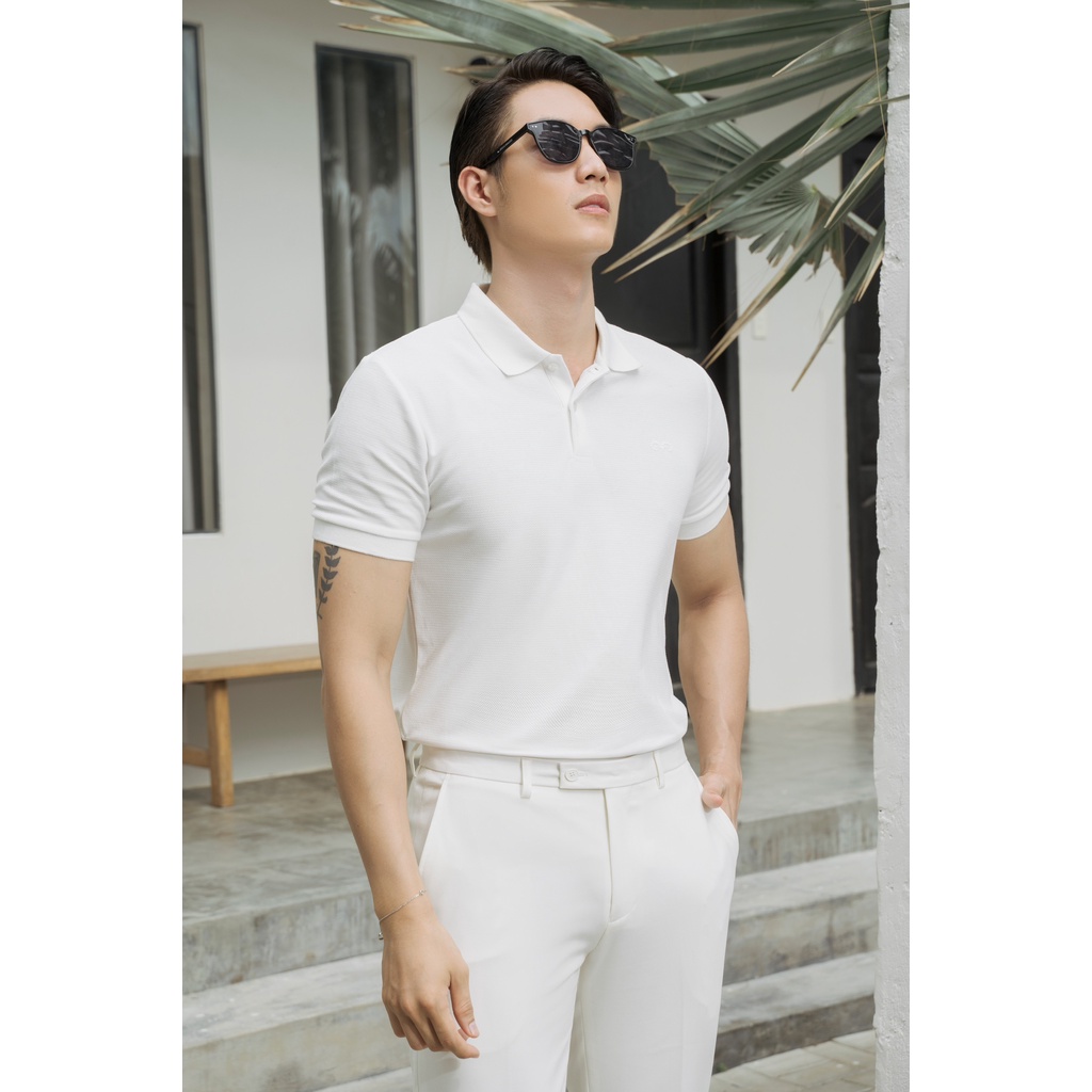 Áo Polo Americus Gosani Logo Bạch Dương Màu Xanh Da Trời - Trắng Trơn và Xanh Lá