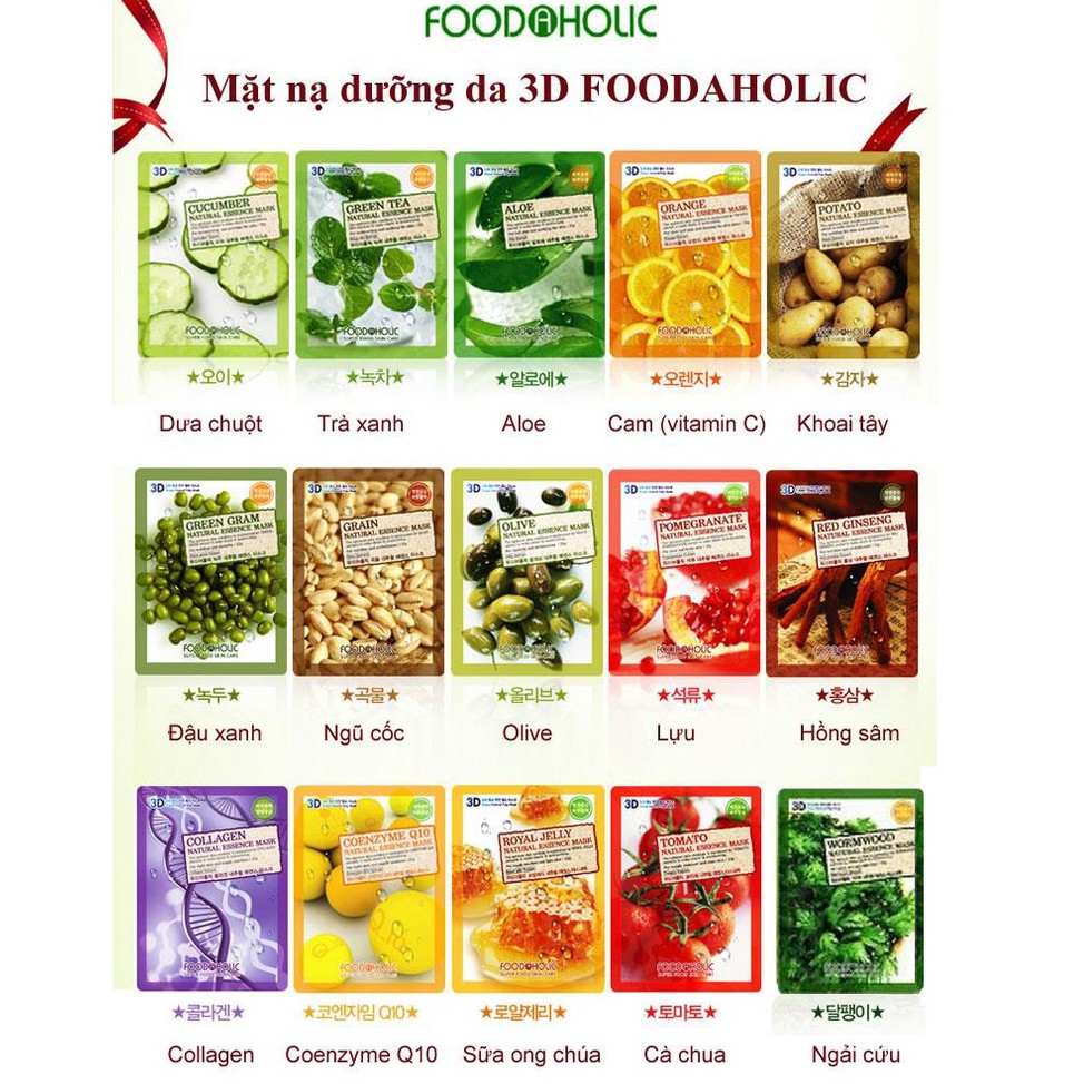 Mặt nạ Đắp mặt nạ FOODAHOLIC Hàn Quốc (lẻ 1 miếng)