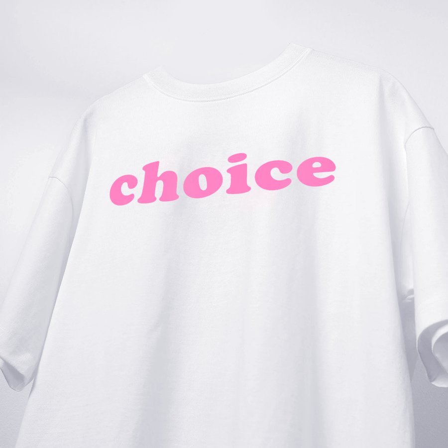 Áo thun nữ tay lỡ Chữ choice màu hồng dễ thương MVR KK3820