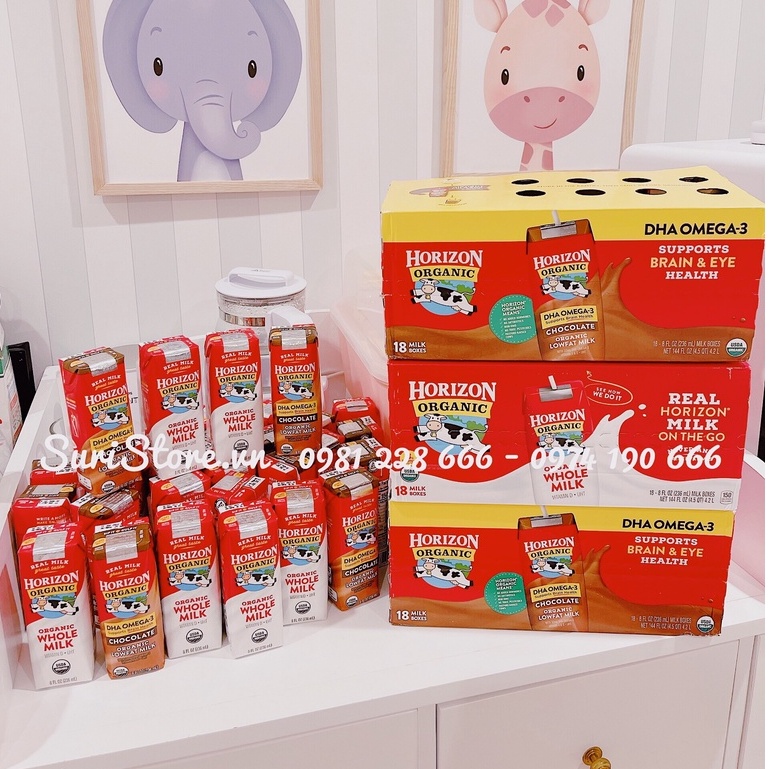 [Mã MKBC13 giảm 80k đơn 1 triệu] Sữa tươi hữu cơ nguyên kem Horizon Organic Mỹ dạng nước 236ml