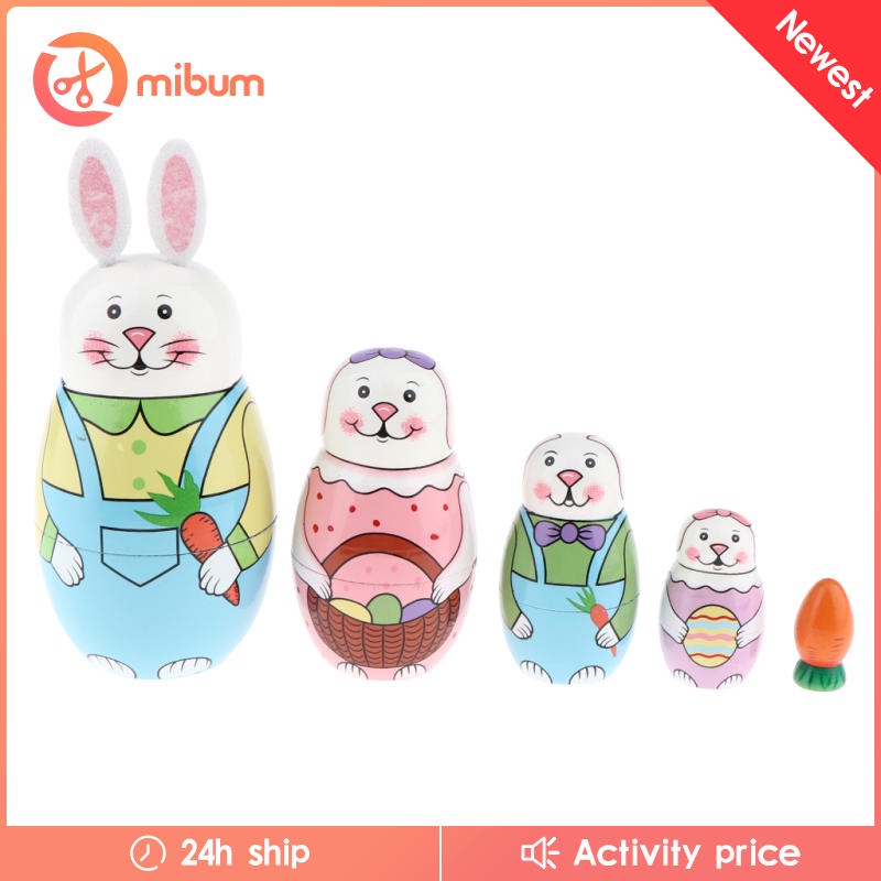 Bộ 5 Búp Bê Nga Matryoshka Hình Thỏ Đáng Yêu