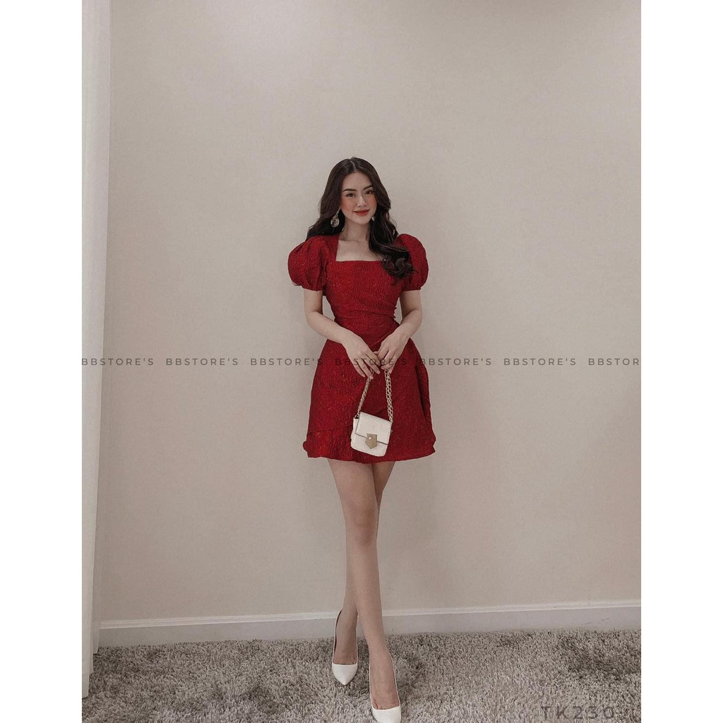 [Mã FATHANG5 giảm 10K đơn 50K] [BBSTORE'S] Đầm Gấm Hoa Tay Phồng - TK230 | BigBuy360 - bigbuy360.vn