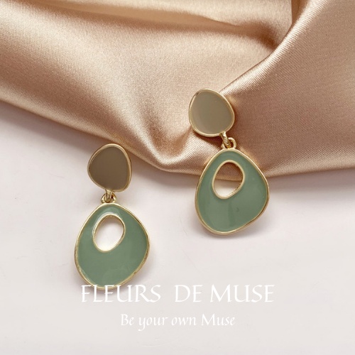 Khuyên tai đá men xanh ngọc thiết kế cổ điển Fleurs de Muse