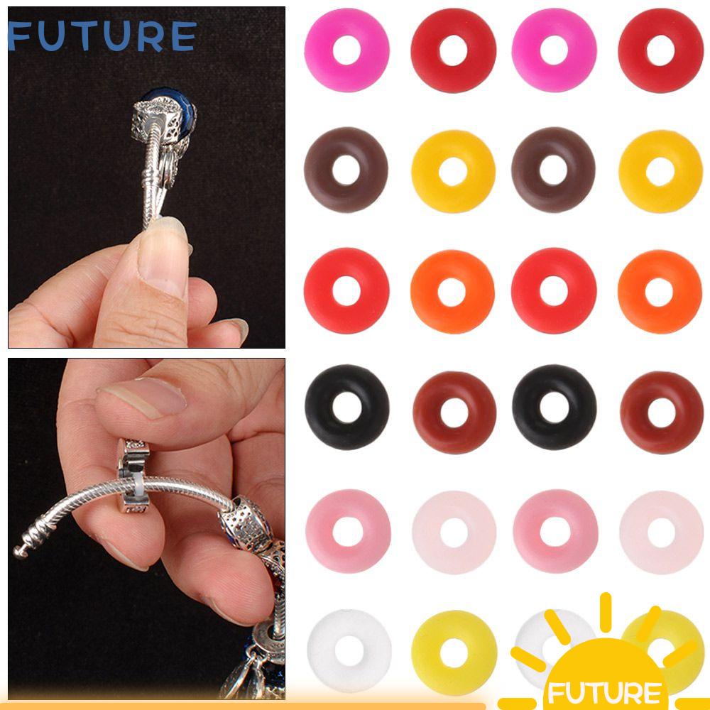 Túi 100 hạt chặn chữ O tròn dẹt 6*2*2 bằng cao su bền nhám chống trượt cố định đầu cuối cho vòng tay 12 màu tùy chọn