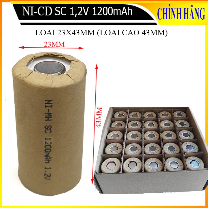 Pin máy khoan mới NiCd / Nimh 1200mAh (PIN SC 43 x 23mm) - Dòng xả 15C