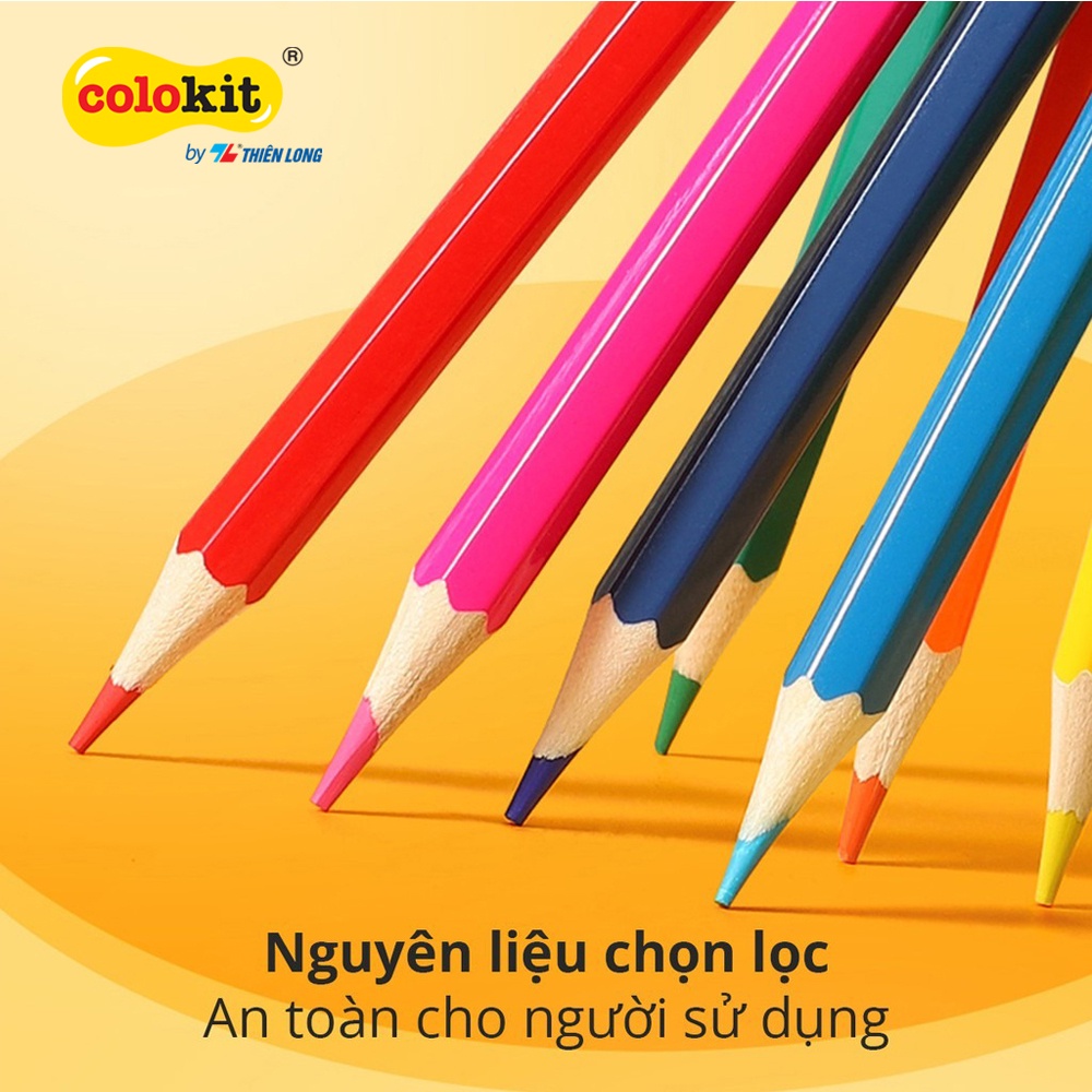 Bút chì màu chuyên nghiệp dạng lon 24 màu Thiên Long Colokit - Tiêu chuẩn châu Âu