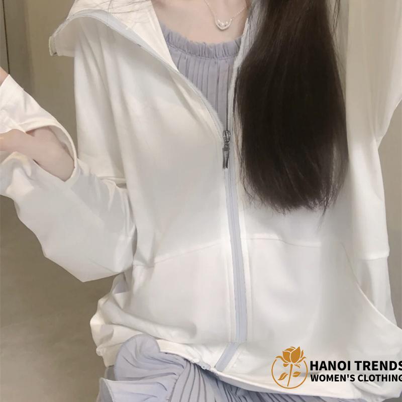Áo Khoác Chống Nắng Siêu Mỏng Chống Tia Uv Có Khóa Kéo Thoáng Khí Dễ Phối Đồ Thời Trang Mùa Hè Cho Nữ