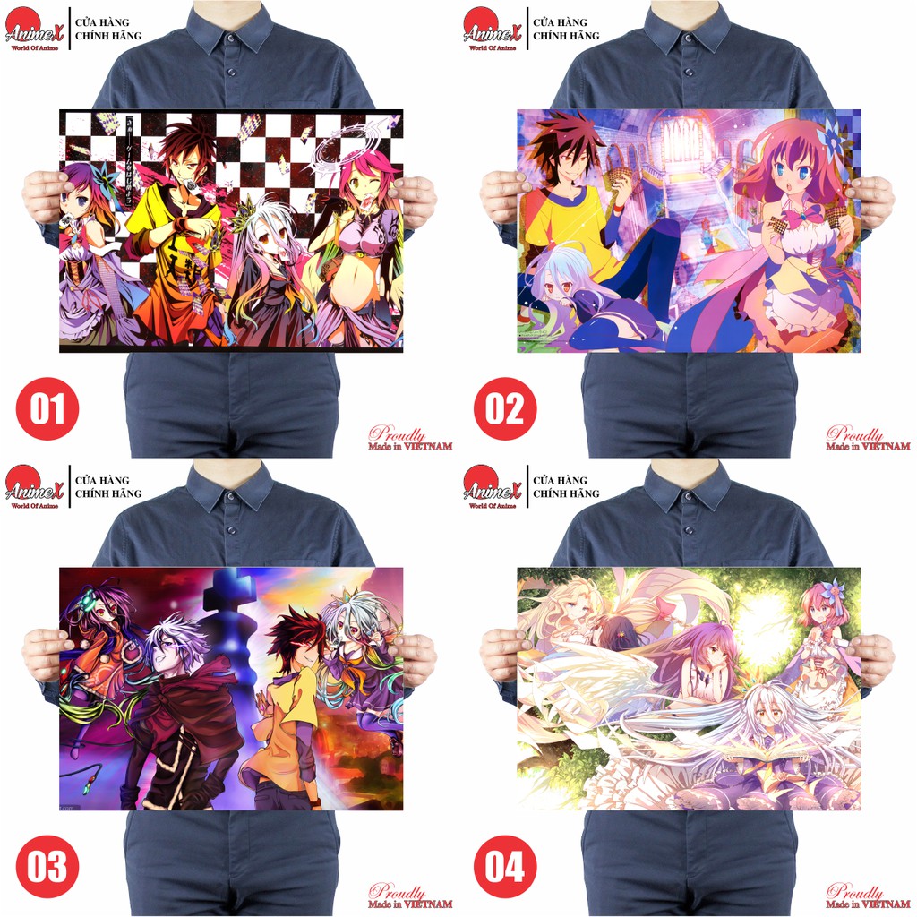 Tấm Poster Áp Phích A3 Anime No Game No Life - Huyền Thoại Game Thủ - Poster Dán Tường, Dán Kính By AnimeX