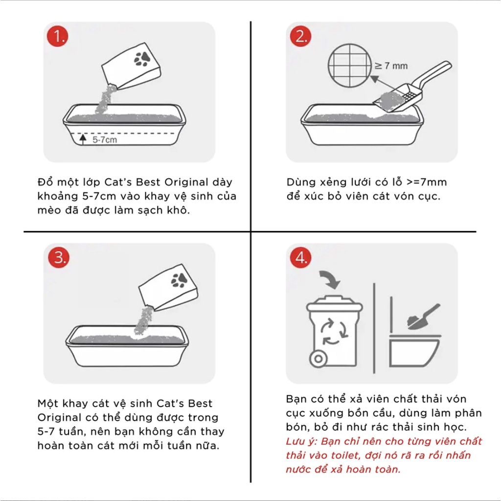 Cát gỗ vệ sinh hữu cơ Cat's Best Original | 13kg  | Siêu thấm hút, khử mùi | Xả được trong toilet