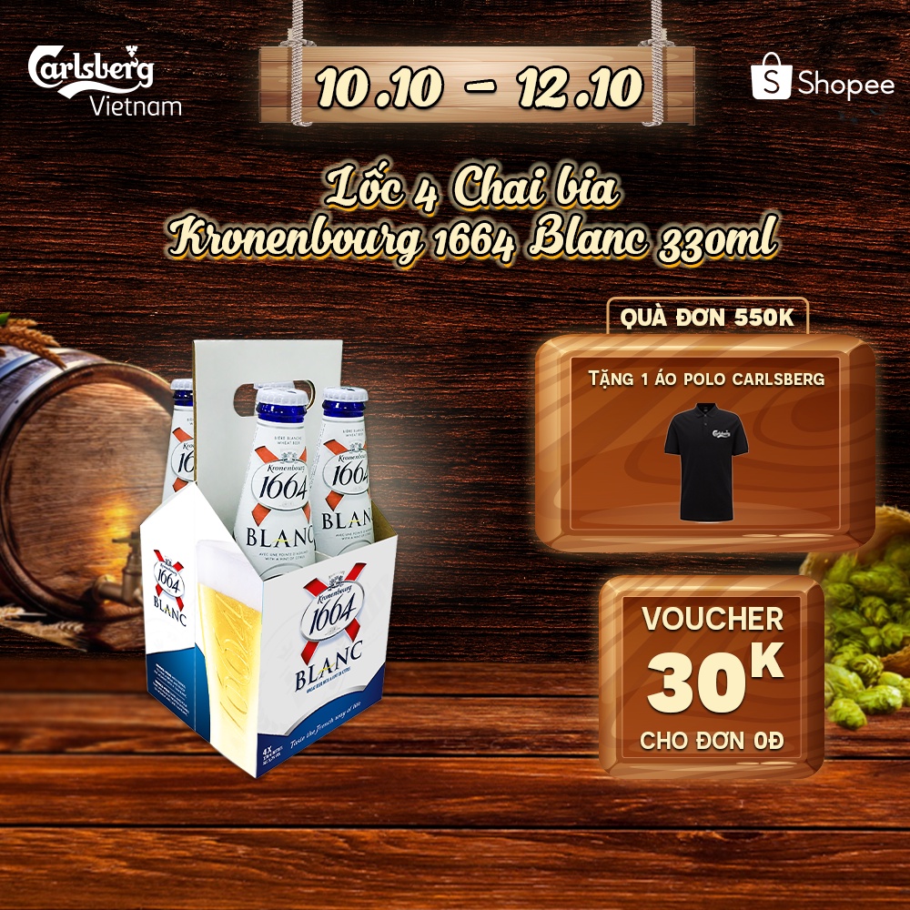 Lốc 4 chai bia Kronenbourg 1664 Blanc 330mlx4
