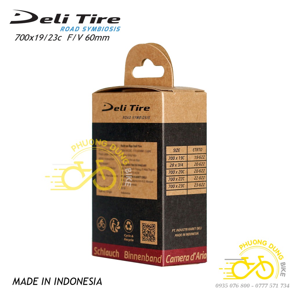 Ruột xe đạp DELI TIRE Ultra Light (Siêu nhẹ) 700x19-23C 60mm - VAN XE ĐẠP