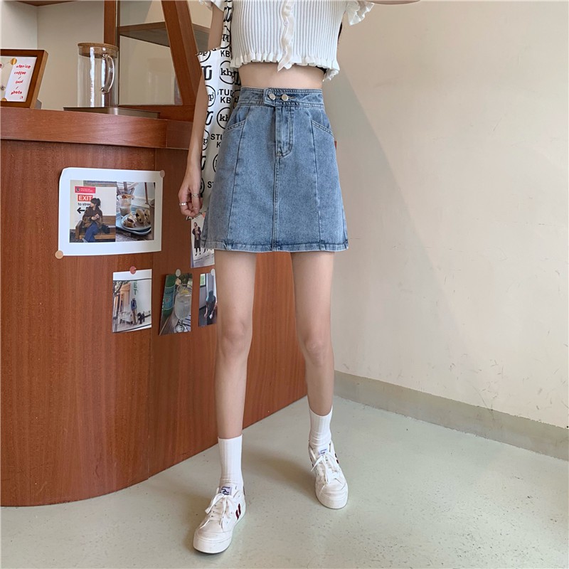 chân váy jean Chữ A Với Thiết Kế Lưng Cao Xinh Xắn Dành Cho Nữ | BigBuy360 - bigbuy360.vn