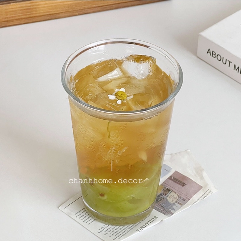 Ly cốc thuỷ tinh miệng loe 350ml tròn dáng cao trong suốt, ly uống chịu nhiệt pha chế nước cafe, trà sữa |Chanhhome.deco