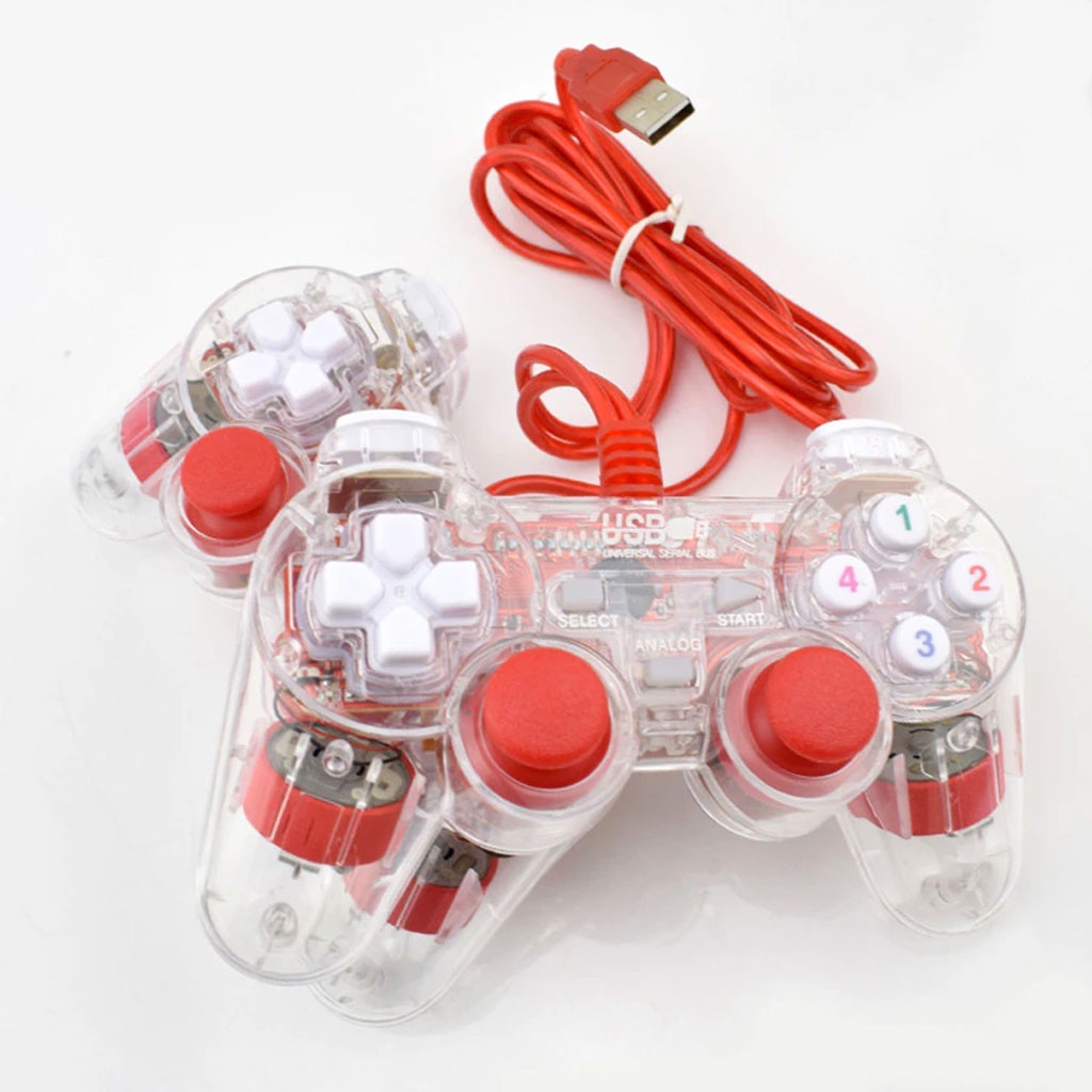 Tay cầm chơi game điện tử pc 2 người chơi có tích hợp đèn led, rung tương tác cho cảm giác chân thực hơn