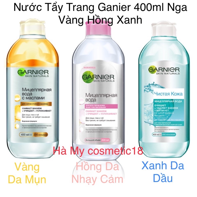 Nước tẩy trang Ganier 400ml Vàng Hồng Xanh Nga