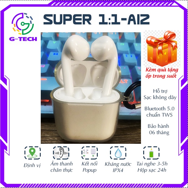 Tai nghe bluetooth nhét tai AI2 hỗ trợ sạc không dây định vị đổi tên âm thanh sống động bảo hành 6 tháng
