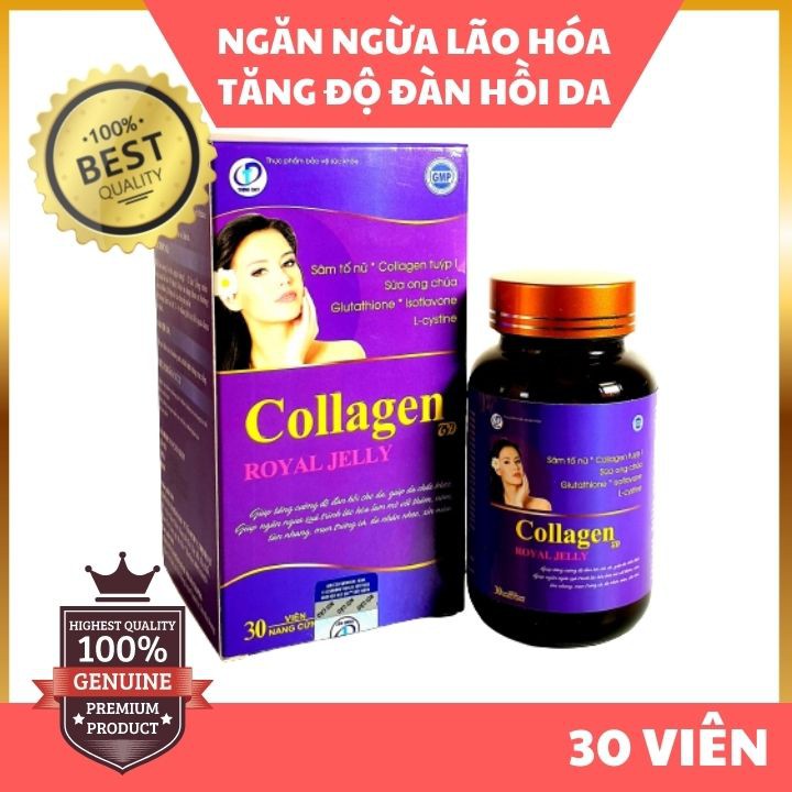 Collagen Royal Jelly - Ngăn ngừa quá trình lão hóa, Tăng cường độ đàn hồi cho da (Hộp 30 viên)