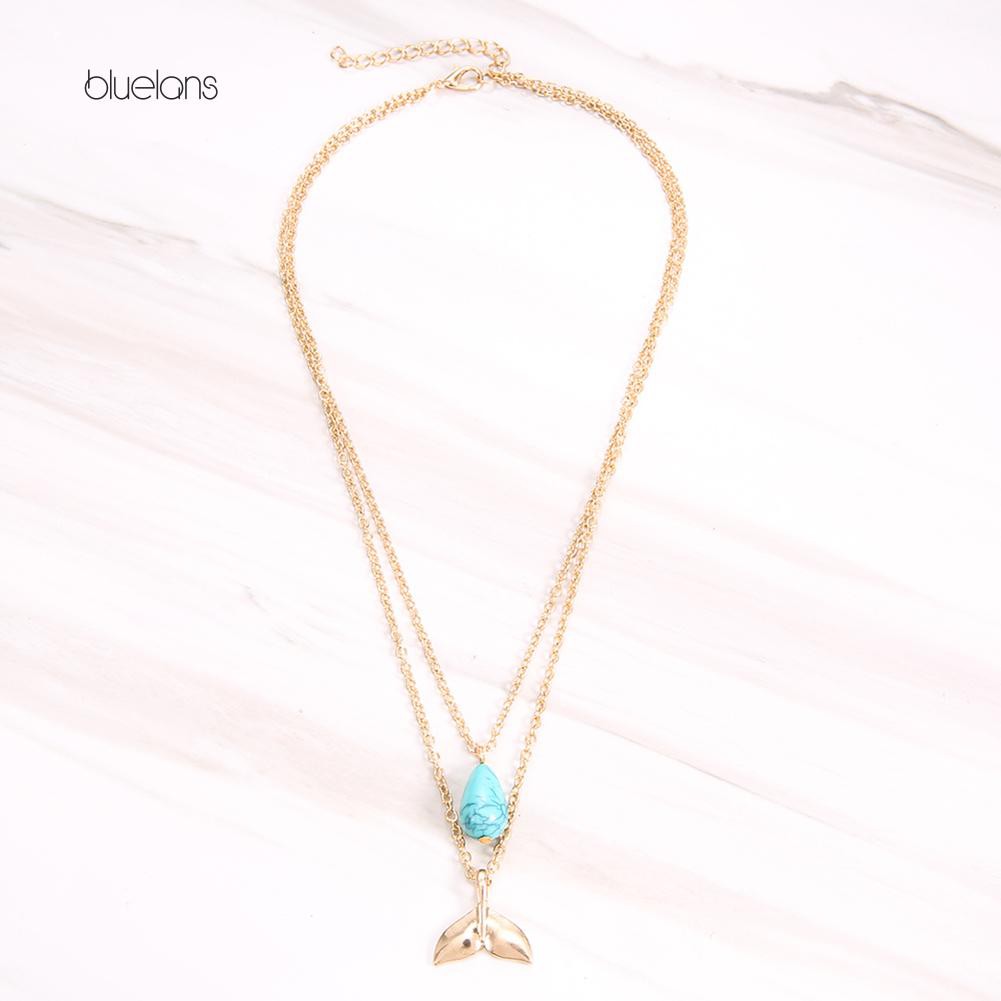 Vòng cổ Hai Lớp Mặt Đuôi Cá Phong Cách Boho Thời Trang Cho Nữ