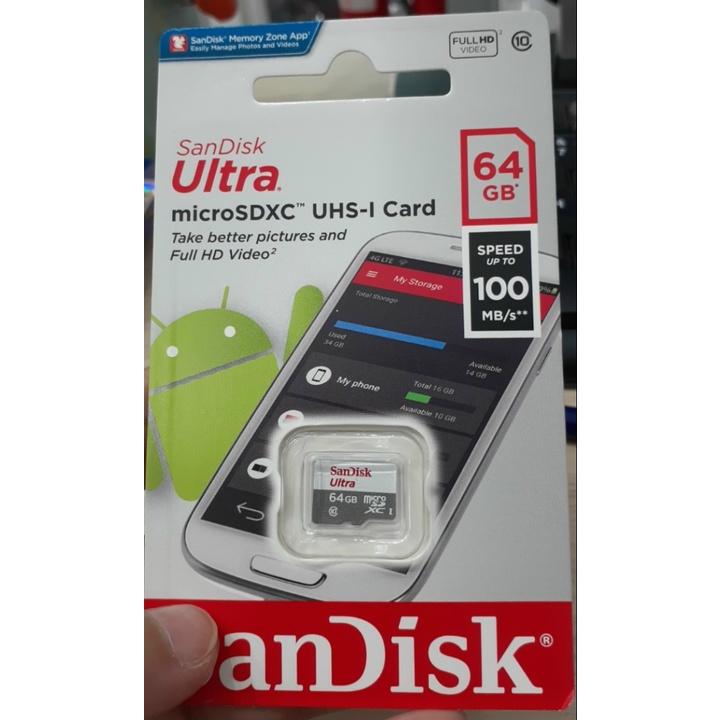 Thẻ nhớ 32GB - 64GB -128GB Sandisk class 10 dùng cho điện thoại,CAMERA