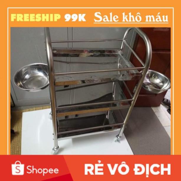 GIÁ SHOCK''' [HCM] Xe đẩy đồ inox - kèm 2 bát /hàng chất lượng