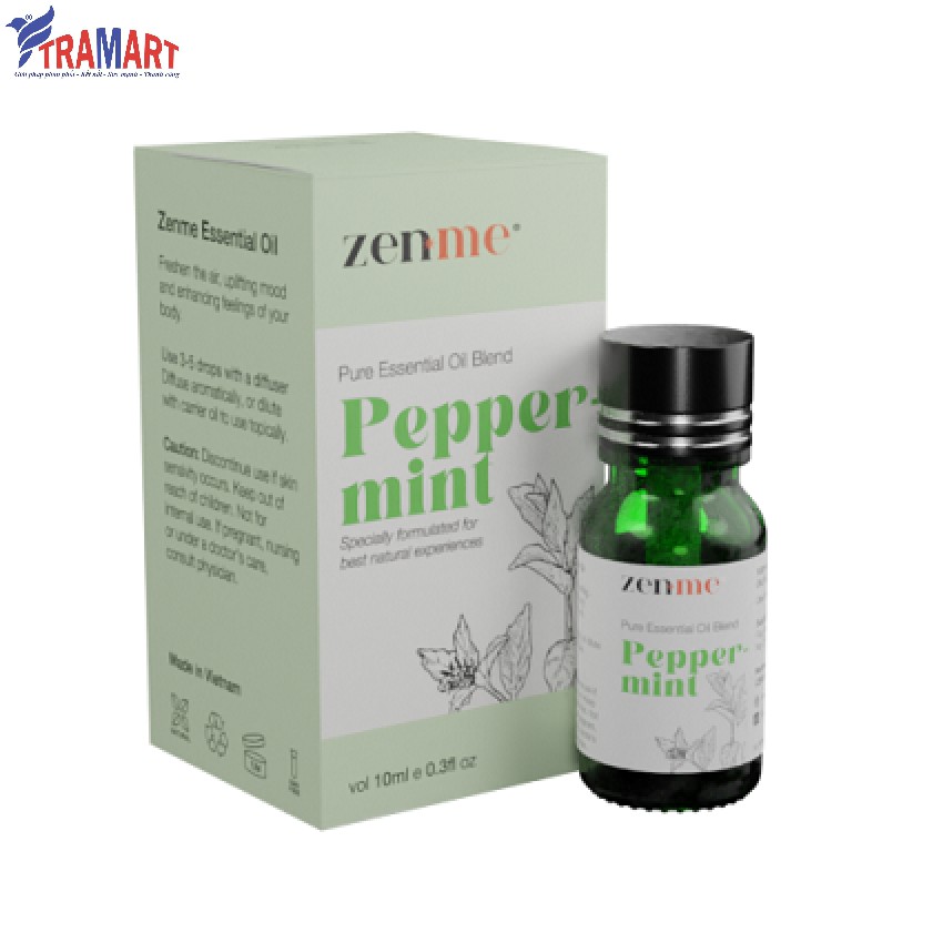 Lọ tinh dầu thiên nhiên Organic Zenme ZEN1957 10ml Peper Mint (Bạc Hà)