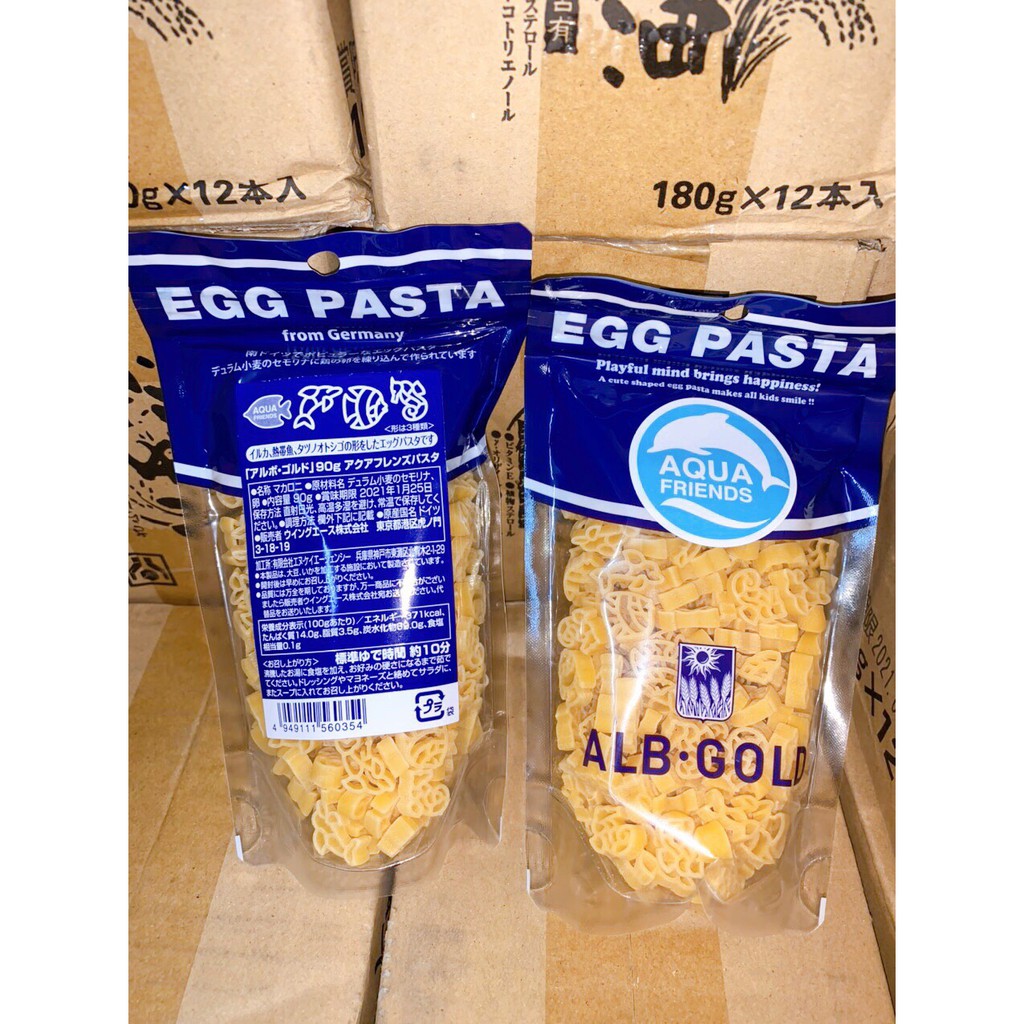 (DATE: 2023) Nui trứng Egg Pasta ALB Gold Nhật 90gr cho bé 7m+