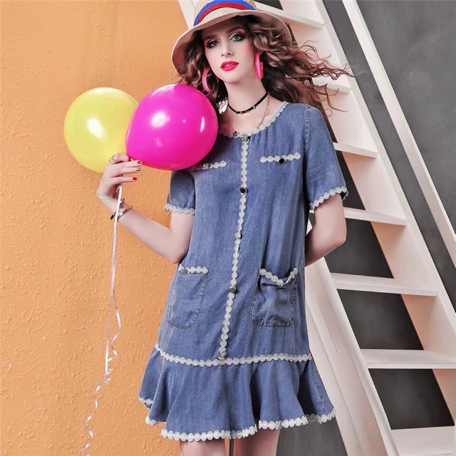 Đầm suông jean cao cấp. Nhập khẩu Quảng Châu