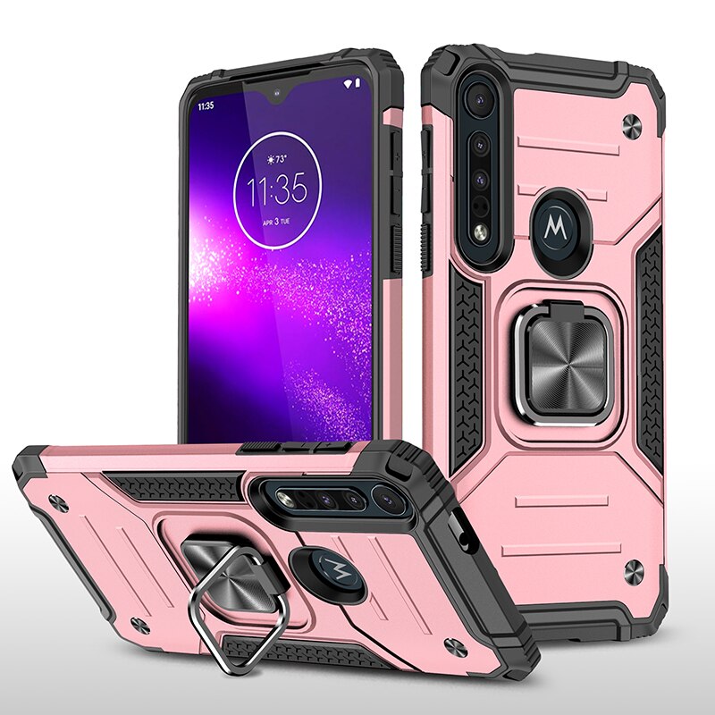 Ốp Điện Thoại Kiểu Giáp Chống Sốc Kèm Giá Đỡ Nhẫn Từ Tính Gắn Xe Hơi Cho Motorola Moto G8 Plus G8 Play G 8 + 8play