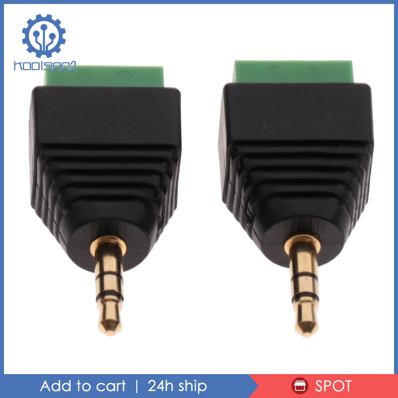 [KOOLSOO2]2 Pack Screw Terminal Coaxial Power Male Plug Audio Cable Connectors, 2.5mm