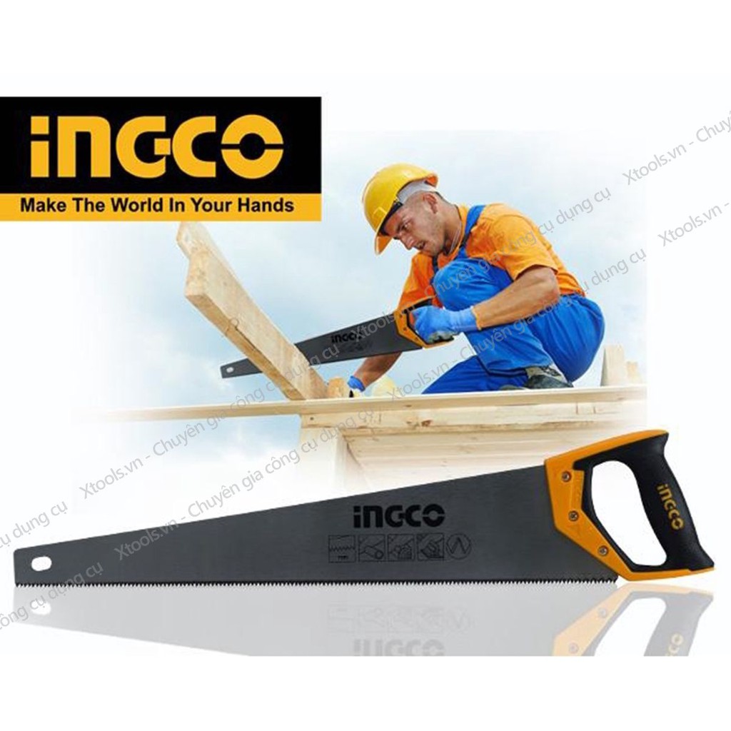 Cưa gỗ cầm tay INGCO nhiều kích cỡ cưa lá liễu bền chắc chống gãy cắt cành làm mộc chịu nhiệt lực tốt không cong vênh