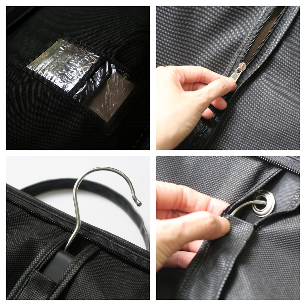 Túi bọc quai Da Cho Áo Vest, Bộ Suit, Áo Đầm Màu Đen (60cm x 100cm)