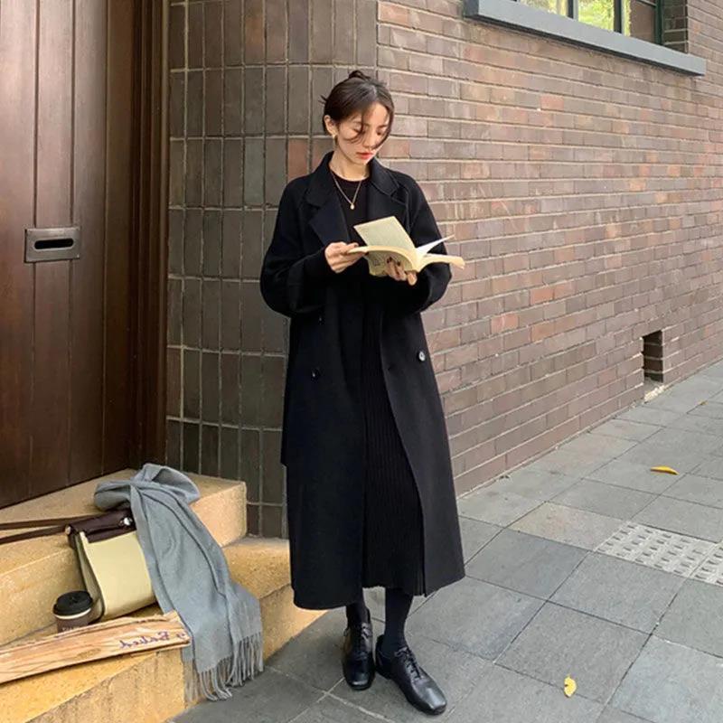 Áo khoác len dáng dài màu trắng thời trang chất lượng cao cho nữ