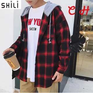 Sơ mi kẻ mũ xám kèm ảnh thật