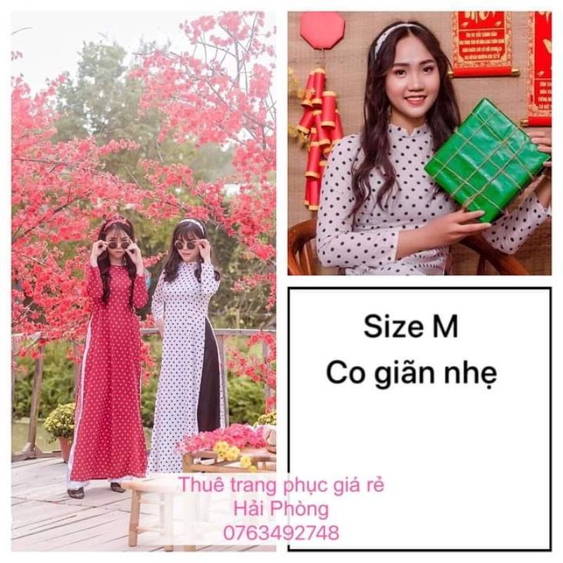áo dài cách tân chấm bi thanh lý rẻ hơn thuê (ko kèm quần) [T2022]